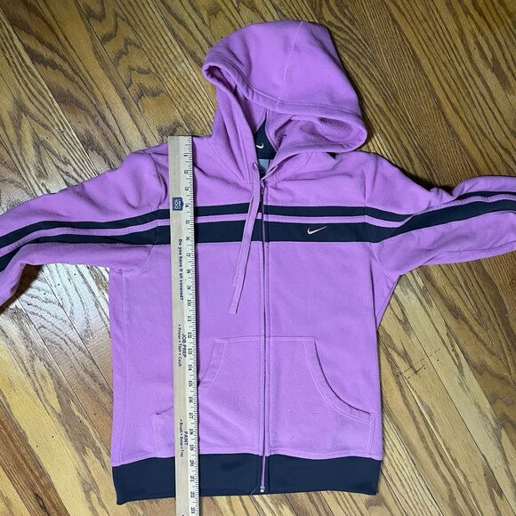 Vintage Y2K Nike Full Zip Fleece Pink Hoodie Sweatshirt Girls Small Silver Tag - Picture 4 of 5